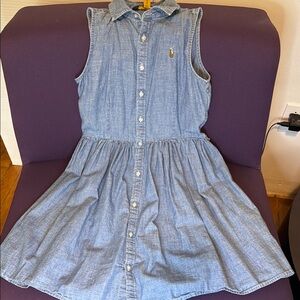Kids Ralph Lauren Blue Sleeveless Polo Collar Sundress